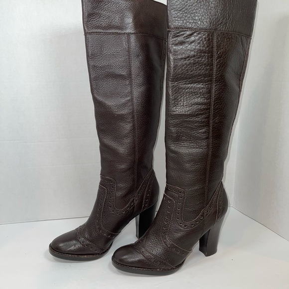 MICHAEL Michael Kors Oxford Brown Rippled Tall Leather 3"Heeled Boots EUC - Picture 9 of 9
